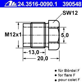Bremsleitungsverbinder M12x1mm / E (F) / SW17 in Bremsanlage > Bremsleitung